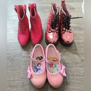 Toddler Girl bundle Pink rhinestone Cowboy Boots Metallic Disney Heels Glitter 9
